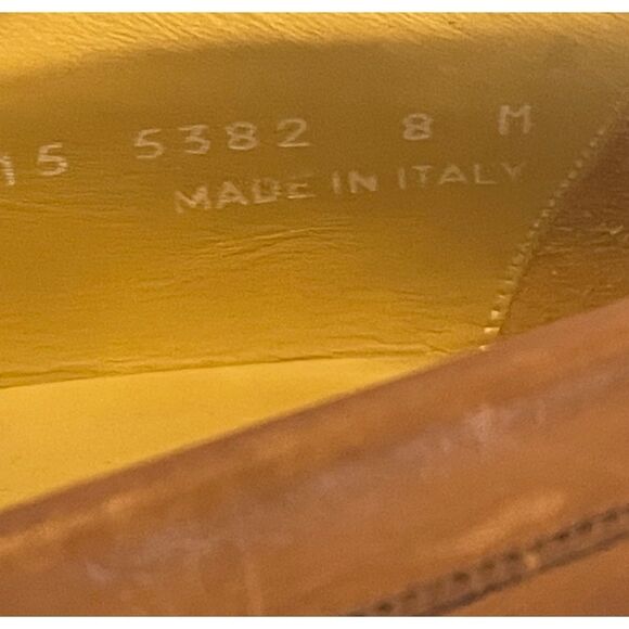 JOHNSTON & MURPHY BROWN LEATHER CROC  VAMP TASSEL LOAFERS MADE IN ITALY SZ 8 M - Picture 7 of 13